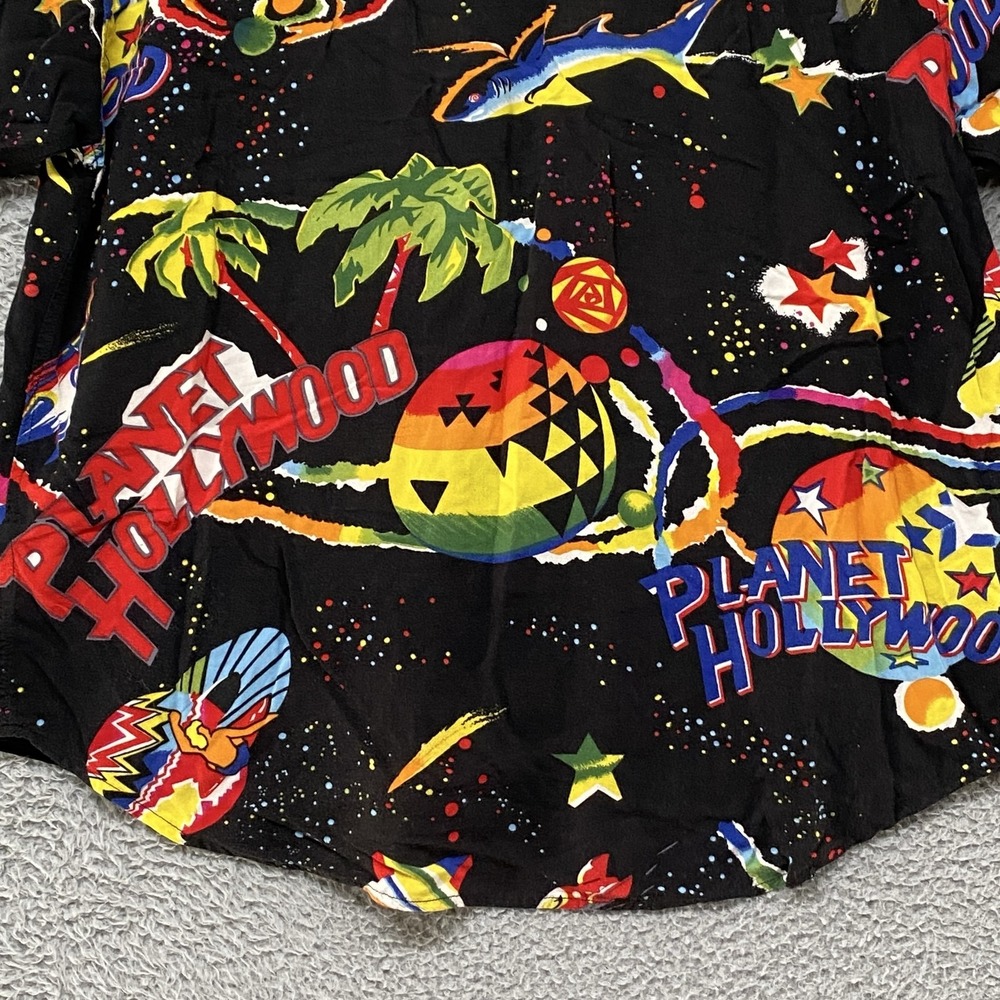 Vintage Planet Hollywood Shirt Mens XL Space Hawaiian Print Rayon Button Up 90s - Picture 10 of 14